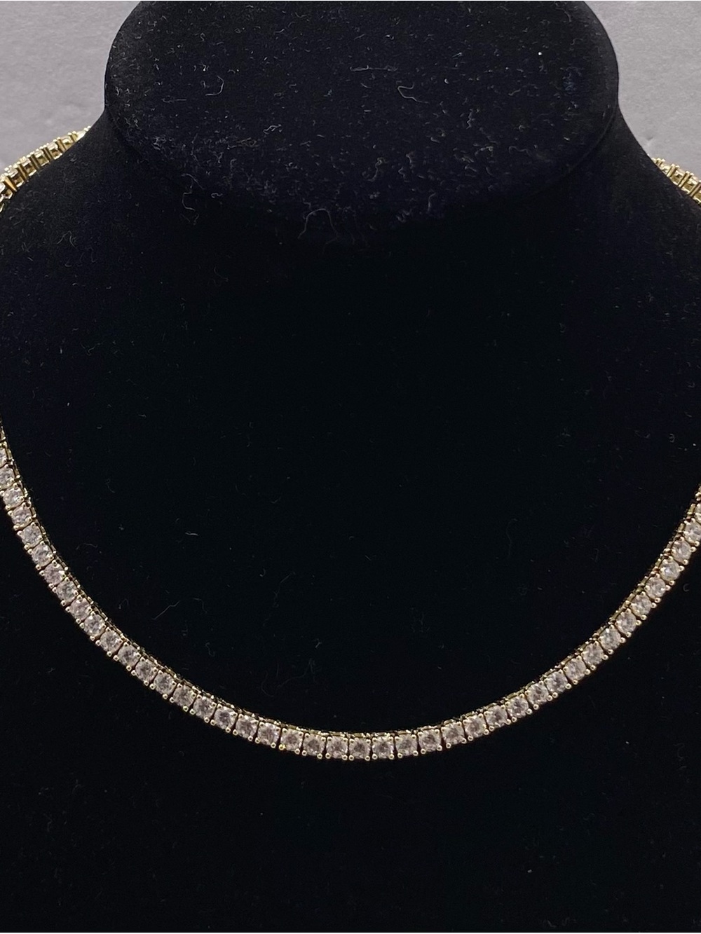 Gold Plated Tennis Necklace with Cubic Zirconia Women Jewelry
